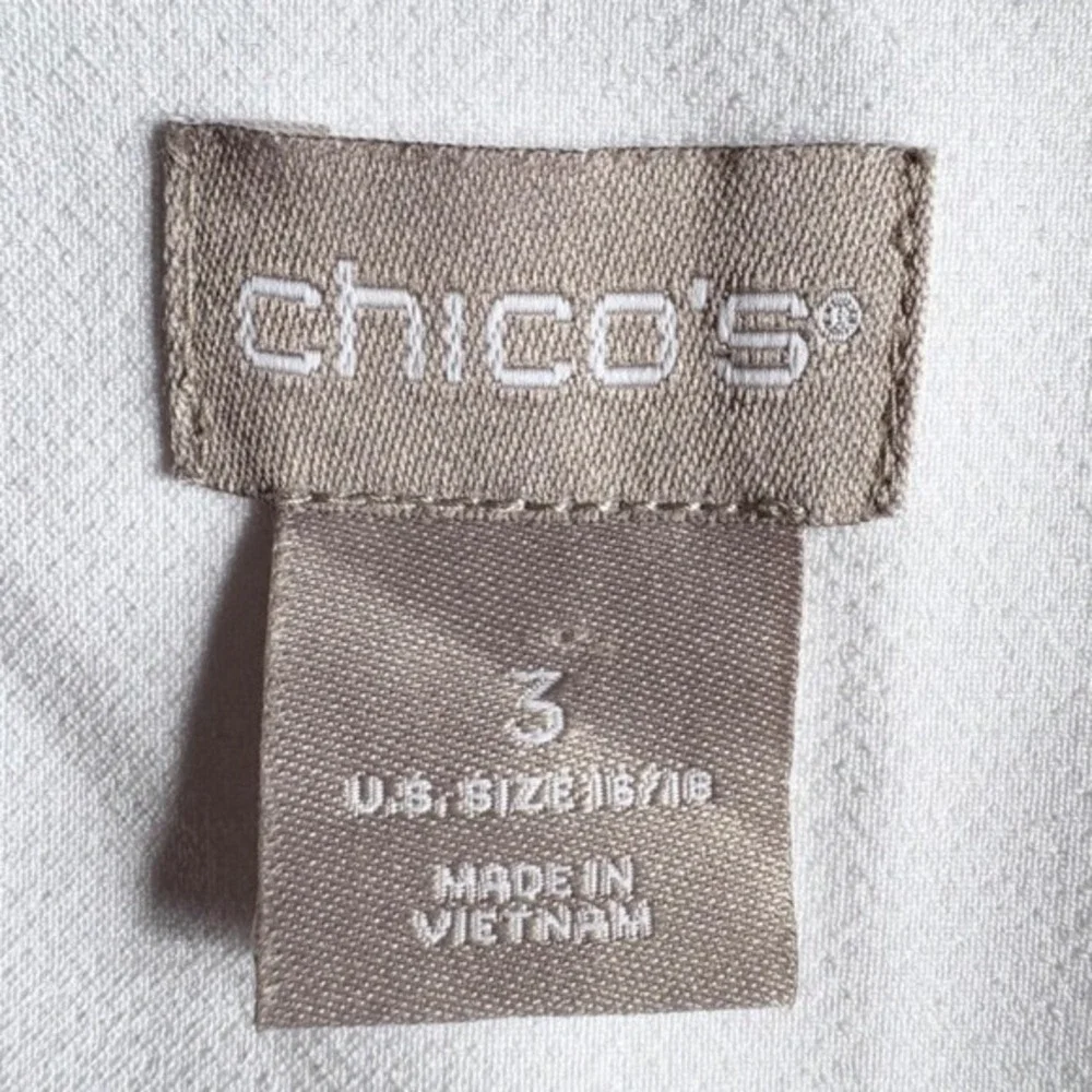 Chico's Blazer‎ Paisley Border Print Open Front, Women 3 (16/18) White Black